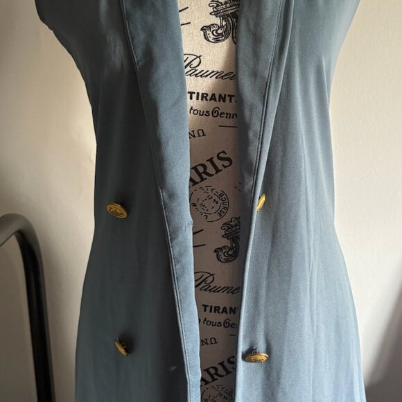 Sleeveless Double-Breasted Blazer Vest, Size M, Slate Blue - Picture 2 of 5